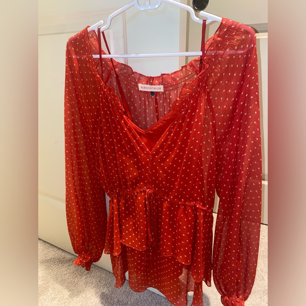 Rebecca Taylor Red polka dot blouse